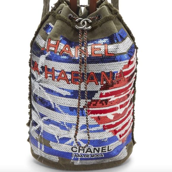 Chanel Green Sequin Canvas Cuba La Habana Backpack - Picture 1 of 8